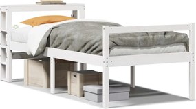 vidaXL fehér tömör fenyőfa ágy időseknek fejtámlával 90 x 200 cm