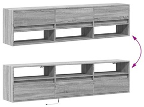 szürke sonoma színű fali TV-szekrény LED-del 180 x 31 x 45 cm