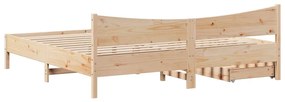 tömör fenyőfa ágykeret fiókokkal 200 x 200 cm
