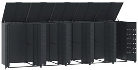 antracit acél kerekes tároló 5 szemeteskukához 345x79x117 cm