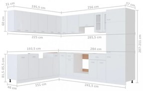 14 részes fehér forgácslap konyhai szekrénygarnitúra