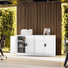 Alacsony fém irattartó szekrény BEATA, 900 x 930 x 400 mm, fehér