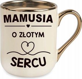 Bögre Bézs Elegáns Ajándék Anyuka Arany Szív Születésnap Karácsony+név