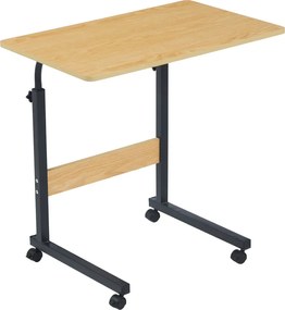 Állítható PC asztal kerekekkel, tölgy/fekete, JUSTUS