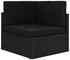 fekete polyrattan sarokkanapé-elem