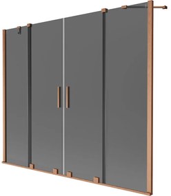 Mexen Velar Duo, 2 szárnyas eltolható kádparaván 180 x 150 cm, 8mm szürke üveg, rézmatt, 896-180-000-42-65