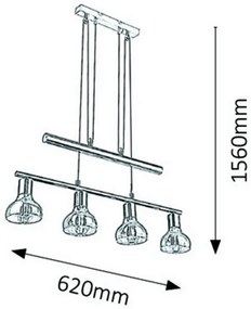 Rabalux 5551 - Csillár zsinóron HOLLY 4xE14/40W/230V arany