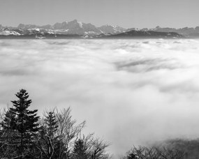 Poszter 50x40cm Alpesi kilátás a felhők felett, Assaf Frank