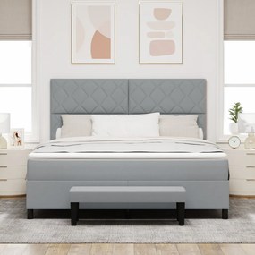 Világosszürke Box Spring Ágy Matrac &amp; Pad 180x200 cm Szövet
