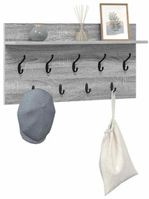 Fali Kabáthorog polcokkal Szürke sonoma 80 x 40 x 12 cm Faanyag