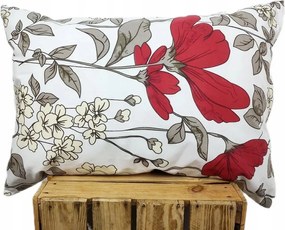 Pamut párnahuzat Prémium 40x40 nagy virágok piros szürke fehér 30x50