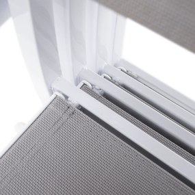 Kerti rakásolható szék, fehér acél/világosszürke, DORIO