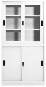 fehér acél tolóajtós irodai szekrény 90 x 40 x 180 cm