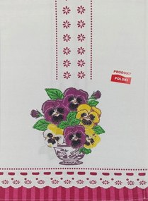 Konyhai törlőkendő Árvácska pamut lengyel termék amaránt 0215