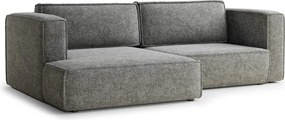 Szürke zsenília kinyitható-tárolóhelyes sarokkanapé (bal oldali-heverő résszel) Velto – Maison de Rêve