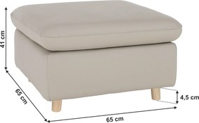 Teljesen kárpitozott zsámoly, bőr/ekobőr világosszürke, LINSY