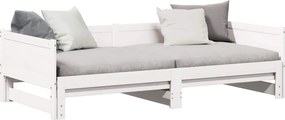 vidaXL Kihúzható nappali ágy Fehér 203,5 x 184 x 56,5 cm Tömör fenyőfa