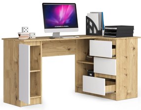 Sarok PC asztal Bevin (artisan tölgy  + fehér) (J). Akció -15%. 1070971