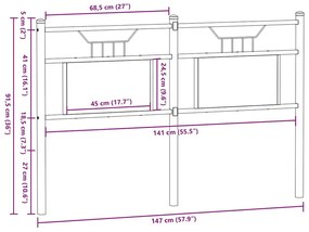 barna tölgy színű szerelt fa és acél fejtámla 140 cm