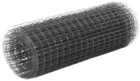 vidaXL szürke PVC-bevonatú acél csirkeháló drótkerítés 25 x 0,5 m