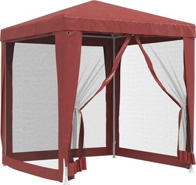 Piros HDPE rendezvénysátor 4 hálós oldalfallal 2 x 2 m