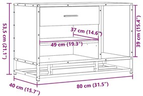 cipőpad Sonoma tölgy 80x40x53,5 cm Gépelt fa és fém