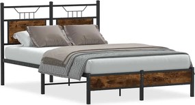 vidaXL füstös tölgy színű szerelt fa ágykeret matrac nélkül 120x200 cm