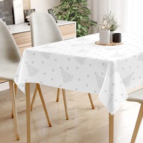 Goldea teflonbevonatú asztalterítő - ezüstszínű karácsonyfák és csillagok 80 x 80 cm