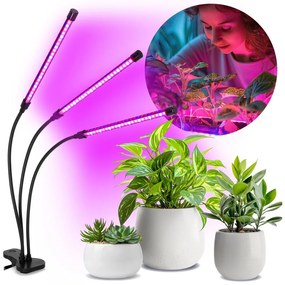Kobi VITARO LED növénynevelő lámpa, állítható, 3x10W, fekete, klipessel KDSN00000082