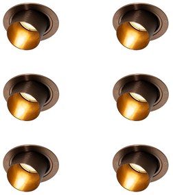 6 darabos modern sĂŒllyesztett spotlĂĄmpa szett sötĂ©t bronz kerek dönthetĆ - Installa