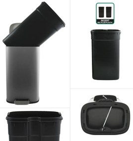Spirella Soft-close Akira pedálos hulladékgyűjtő 30 l, matt szürke, 30 l