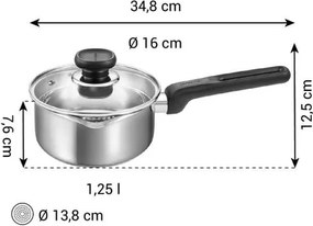 Indukciós tűzhelyhez alkalmas rozsdamentes acél lábas fedővel 1,25 l Brava – Tescoma