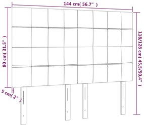 sötétszürke bársony LED-es fejtámla 144x5x118/128 cm