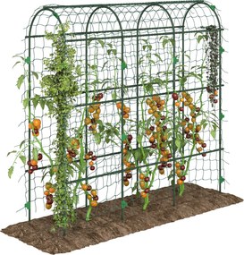 Outsunny Fém Rácsív Rozsdamentes Növénytámasz Mászó Növényekhez - Uborka Rács 43 x 182 x 183 cm Kerti Rács Paradicsomhoz, Zöldségekhez, Virágokhoz | A