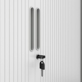 Fém szekrény harmonika ajtókkal DAMIAN, 900 x 1850 x 450 mm, fehér