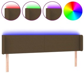 sötétbarna szövet LED-es fejtámla 203 x 16 x 78/88 cm