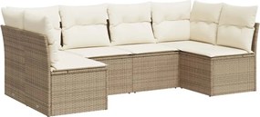 vidaXL 6 részes bézs polyrattan kerti ülőgarnitúra párnával