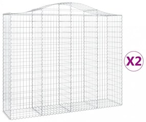 2 db íves horganyzott vas gabion kosár 200x50x160/180 cm