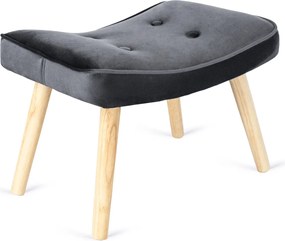 Pihenőfotel szürke színben, bársony kárpittal, lábtartóval LOZANO