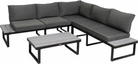 Furnigo Kerti fém szett Malaga - fekete/antracit párnák