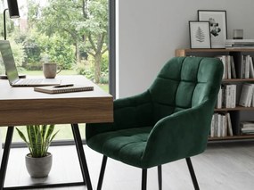 Sötétzöld MARLEN VELVET étkezőszék fekete lábakkal