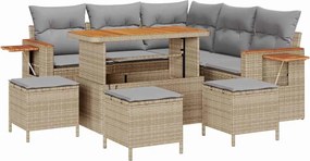 vidaXL Kerti Kanapé Szett 10 pcs Beige és Világosszürke polirattan