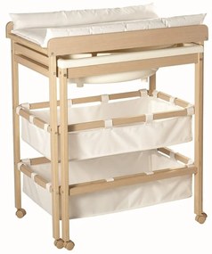 Fehér-natúr színű pelenkázó feltét nyírfa dekorral Baby Pool – Roba