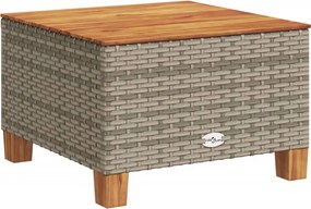 vidaXL szürke polyrattan és akácfa kerti asztal 55 x 55 x 36 cm