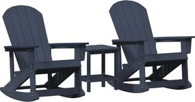 vidaXL Kerti lounge szett 3 pcs Sötétkék HDPE