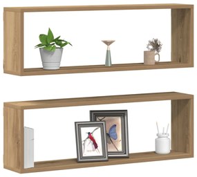 Falipolc 2 db Kézműves tölgy 80x15x26 cm Műanyag