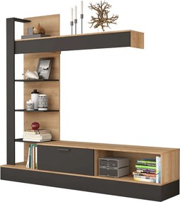 Nappali fal, riviera tölgy/fekete, GELUZA