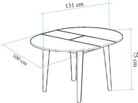 Vina Atlantic Pine bővíthető étkezőasztal 100–131 cm
