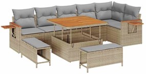 vidaXL Kerti Kanapé Szett párnával 9 pcs Beige és Világosszürke