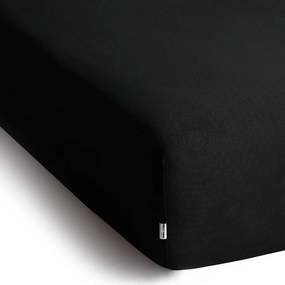 Fekete gumis jersey lepedő 220x200 cm Amber – Restilo